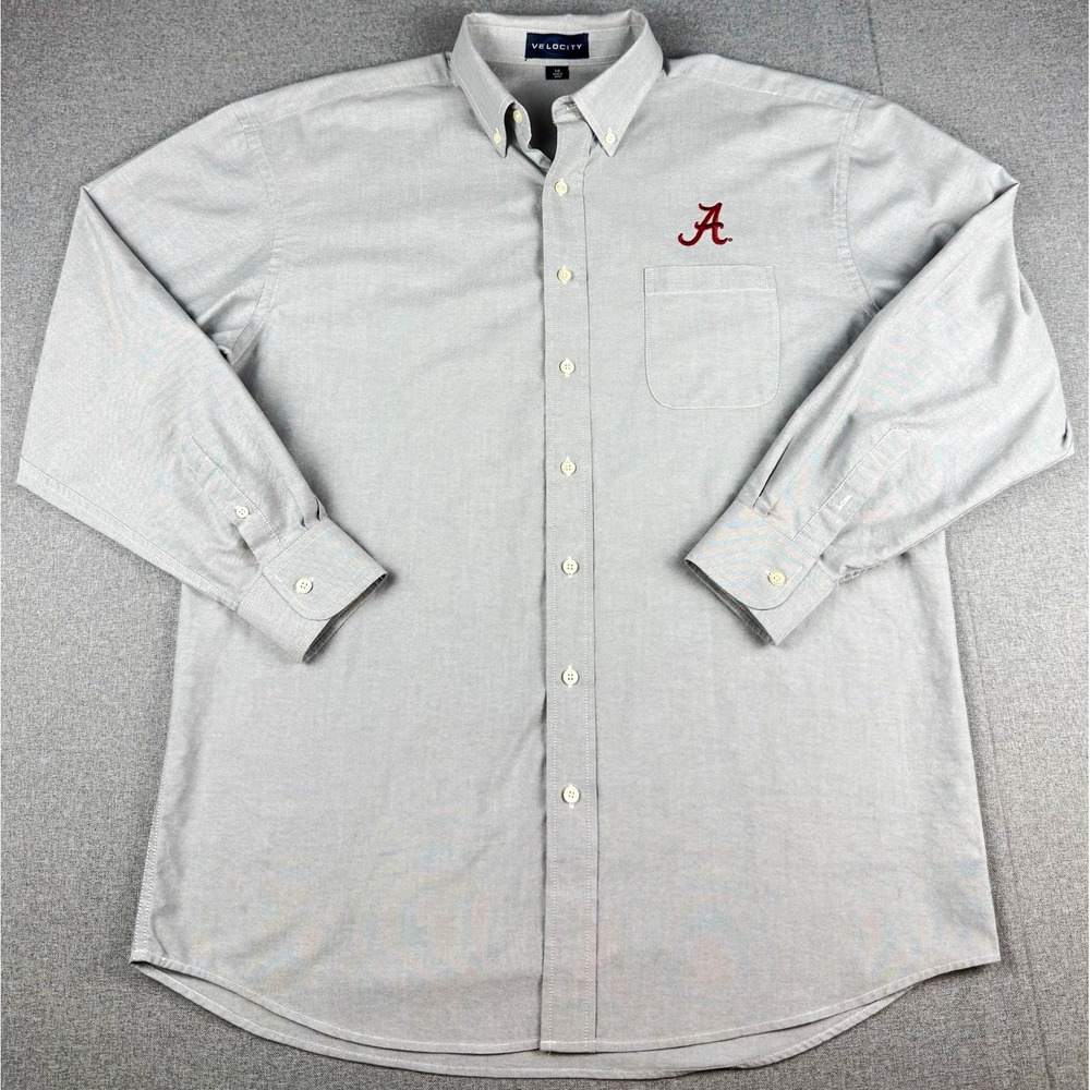 Alabama Crimson Tide Mens Large Button Down Shirt Gray Embroidered A NCAA